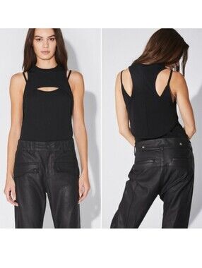 RTA Della Sleeveless Cutout Top In Black Size XS